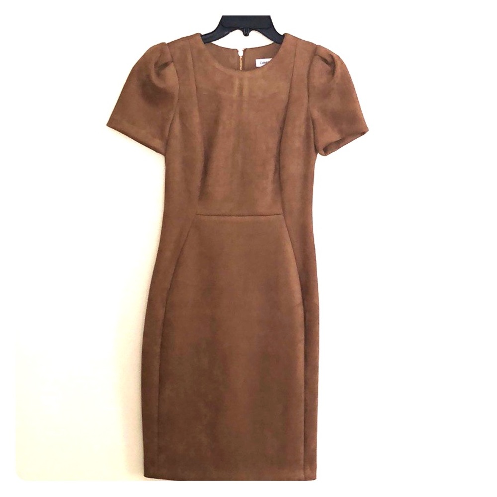 Suede Calvin Klein fitted dress